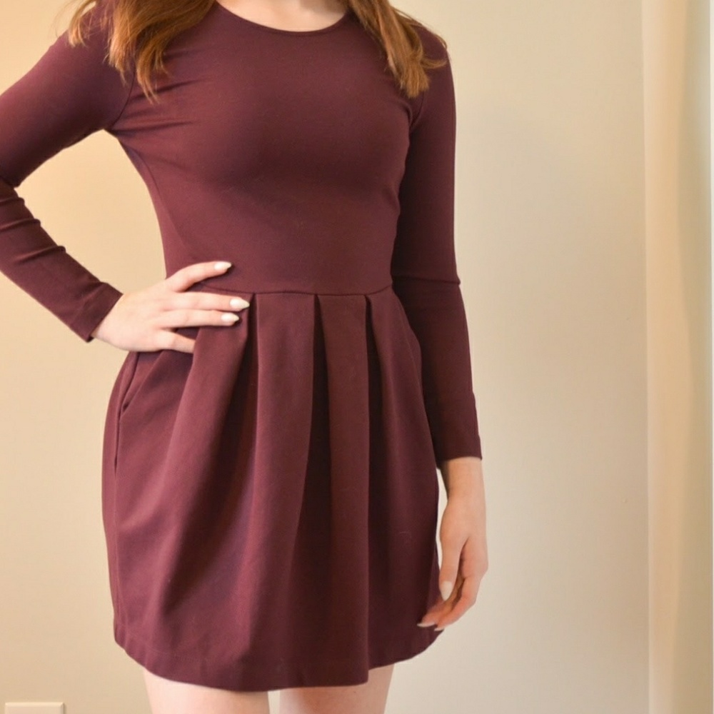 Talula Dress from Aritzia in Wine